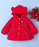 Mark & Mia Full Sleeves Hooded Fur Winter Jacket With Sling Bag & Ears Applique - Red