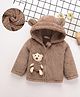 Mark & Mia Full Sleeves Hooded Fur Winter Jacket With Teddy Bear Applique - Brown