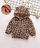 Mark & Mia Full Sleeves Fur Hooded Winter Jacket With Leopard Print & Ear Applique - Brown