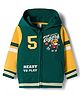 Babyhug Cotton Knit Full Sleeves Front Open Hooded Sweatshirts with Kangaroo Pockets & Athletic Tigers Text Print - Dark Green