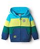 Babyhug Cotton Knit Full Sleeves Front Open Hooded Sweatjacket With Colour Blocks - Multi Colour