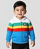 Babyhug Cotton Knit Full Sleeves Hooded Sweatjacket With Color Block Design & Kangaroo Pockets - Multicolor