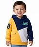 Babyhug Cotton Knit Full Sleeves Hooded Sweatshirt With Color Block Design - Multicolor