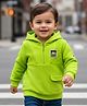 Babyhug Cotton Knit Full Sleeves Hooded Sweatshirt With Patch Detailing - Lime Green