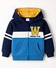 Babyhug Cotton Knit Full Sleeves Cut & Sew Hooded SweatJacket with Text Embroidery - Multicolor