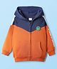Babyhug Cotton Knit Full Raglan Sleeves Cut & Sew Front Open Hooded Sweatjacket With Text Print - Multi Colour