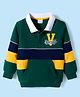 Babyhug Cotton Knit Full Sleeves Sweatshirt With Text Embroidery & Kangaroo Pockets - Dark Green