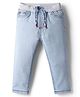 Babyhug Cotton Denim Full Length Washed Jeans With Stretch - Light Blue