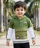 Babyhug Cotton Knit Full Sleeves Heavy Gauze Quilted Fabric Hooded Sweatshirt With Front Pocket & Patch - Multi Colour