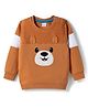 Babyhug Cotton Knit Full Sleeves Sweatshirt with Teddy Bear Graphics & Cut & Sew Design - Brown