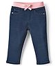Babyhug Cotton Denim Full Length Washed Jeans With Stretch - Navy Blue