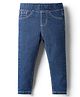 Babyhug Cotton Denim Full Length Washed Jegging With Stretch - Dark Blue