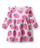 Bonfino 100% Cotton Full Sleeves Fruits Printed Dress With Frill Detailing - Light Pink