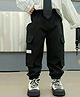 tior Cotton Woven Happy Everyday Text Patch Detailed Cargo Pants - Black