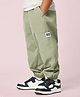 tior Cotton Woven Solid Cargo Joggers - Green