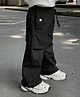 tior Cotton Woven Solid Cargo Pants - Black