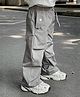 tior Cotton Woven Solid Cargo Pants - Grey