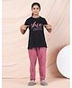 Taatoom Cotton Jersey Knit Half Sleeves Shine Text & Flamingo Printed Night Suit Set - Pink