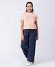 Taatom Cotton Jersey Knit Half Sleeves Cheerful Text & Leaves Printed Top & Palazzo Set - Orange