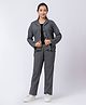 Taatoom Ponte Knit Solid Tank Top & Checked Pant With Full Sleeves Coordinating Jacket Set - Black