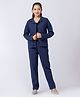 Taatoom Ponte Knit  Solid Tank Top & Pant With Full Sleeves Coordinating Jacket Set - Blue