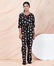Taatoom Cotton Jersey Knit Three Fourth Sleeves Abstract Printed Tee & Coordinating Pant Set - Black