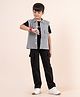 Taatoom Ponte Knit Half Sleeves Typography Printed Tee With Jacket & Pant Set - Black