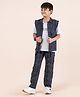 Taatoom Ponte Knit Half Sleeves Typography Printed Tee With Coordinating Jacket & Pant Set - Navy Blue