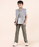 Taatoom Ponte Knit Half Sleeves I Am Becomming The Best Version Of Myself Text Printed Tee With Solid Pant & Jacket Set - Grey
