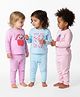 Bonfino 100% Cotton Knit Full Sleeves Night Suit with Happy Vibes Text Print Pack of 3 - Pink & Light Blue
