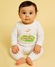 The Peppy Tend 100% Cotton Knit Full Sleeves Could I Be Any Cuter Text & Bunny Printed Romper - White