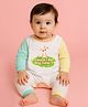 The Peppy Tend 100% Cotton Knit Full Sleeves Could I Be Any Cuter Text & Bunny Printed Romper - Multi Colour