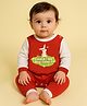 The Peppy Tend 100% Cotton Knit Full Sleeves Could I Be Any Cuter Text & Bunny Printed Romper - Red & White