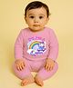 The Peppy Tend 100% Cotton Knit Full Sleeves Drama Queen Text & Baby Unicorn Printed Romper - Pink