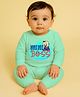 The Peppy Tend 100% Cotton Knit Full Sleeves Mini Boss Text Printed Romper - Sea Green