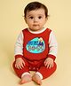 The Peppy Tend 100% Cotton Knit Full Sleeves Mini Boss Text Printed Romper - Red & White