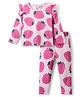 Bonfino 100% Cotton Knit Full Sleeves Co-ords T-Shit & Pant Set With Tropical Theme Print - Pink