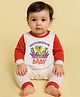 The Peppy Tend 100% Cotton Knit Full Sleeves Printed Notorious Cool Kid Full Romper-White Red