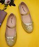 boyz n galz Bow Applique Detailed Sequins Embellished Slip On Mary Jane Ballerinas - Gold
