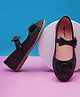 boyz n galz Bow Applique Detailed Sequins Embellished Velcro Closure Mary Jane Ballerinas - Black