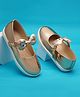 boyz n galz Metallic Sequin Embellished Bow Applique Detailed Mary Janes Ballerinas - Rose Gold