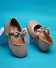 boyz n galz Shimmered Bow Applique Detailed Mary Janes Ballerinas - Rose Gold