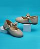 boyz n galz Shimmered Bow Applique Detailed Mary Janes Ballerinas - Gold