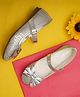 boyz n galz Metallic Bow Applique Detailed Mary Janes Ballerinas - Silver