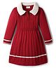 Hola Bonita Knit Full Sleeves Woollen Dress with Cable Knit Design - Rust Orange