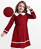 Hola Bonita Knit Full Sleeves Woollen Dress with Cable Knit Design - Rust Orange