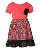 StyleStone Cotton Woven Half Sleeves Alphabets Printed & Floral Applique Detailed Dress - Dark Pink