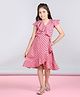 StyleStone Woven Cap Sleeves Polka Dots Printed Dress - Pink