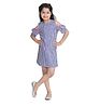 StyleStone Cotton Woven Cold Shoulder Sleeves Striped & Cherries Printed Dress - Blue