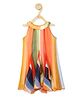 StyleStone Chiffon Woven Sleeveless Abstract Printed Dress - Orange